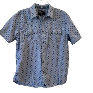 Cody James Short Sleeve Blue Printed Western Button-Down Shirt